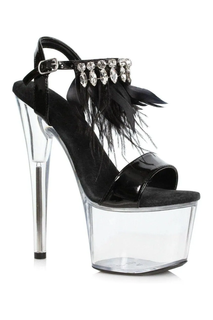 709-ZAHRA Stripper Sandal | Black Rhinestones