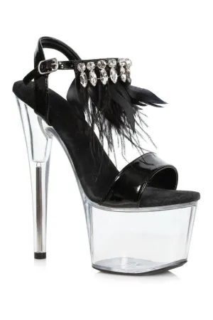 709-ZAHRA Stripper Sandal | Black Rhinestones