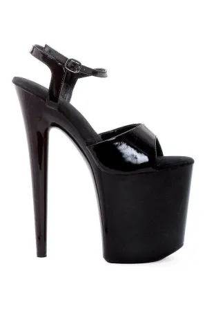 850-JULIET Stripper Sandal | Black Patent