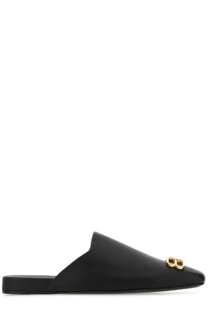 Balenciaga Logo Plaque Flat Mules