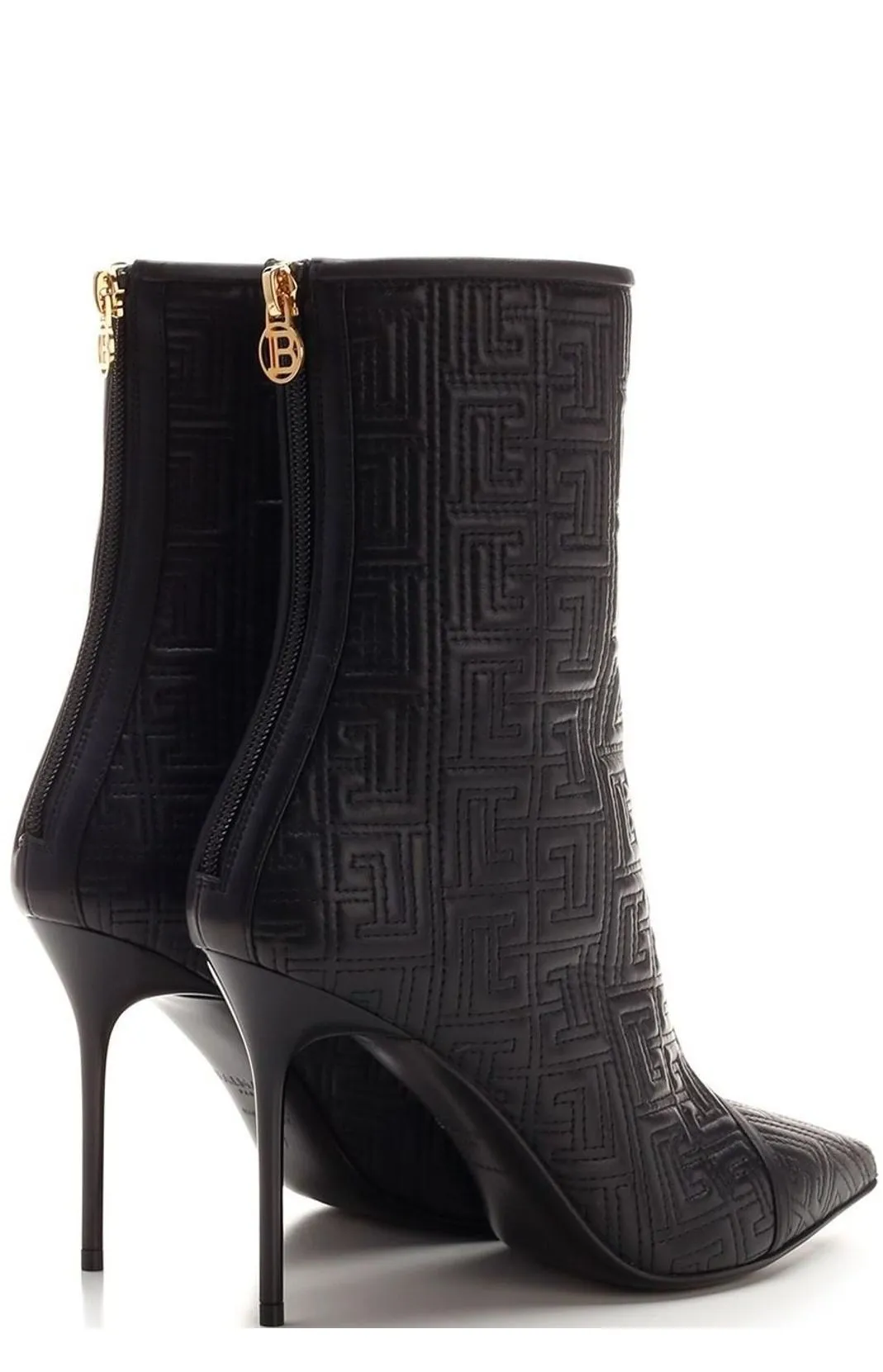 Balmain Monogram-Embossed Pointed Toe Boots