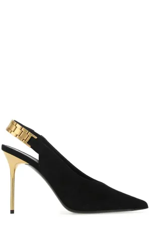 Balmain Pointed Toe Chain Link Slingback Pumps