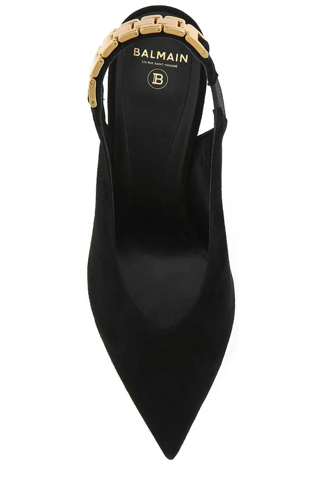 Balmain Pointed Toe Chain Link Slingback Pumps