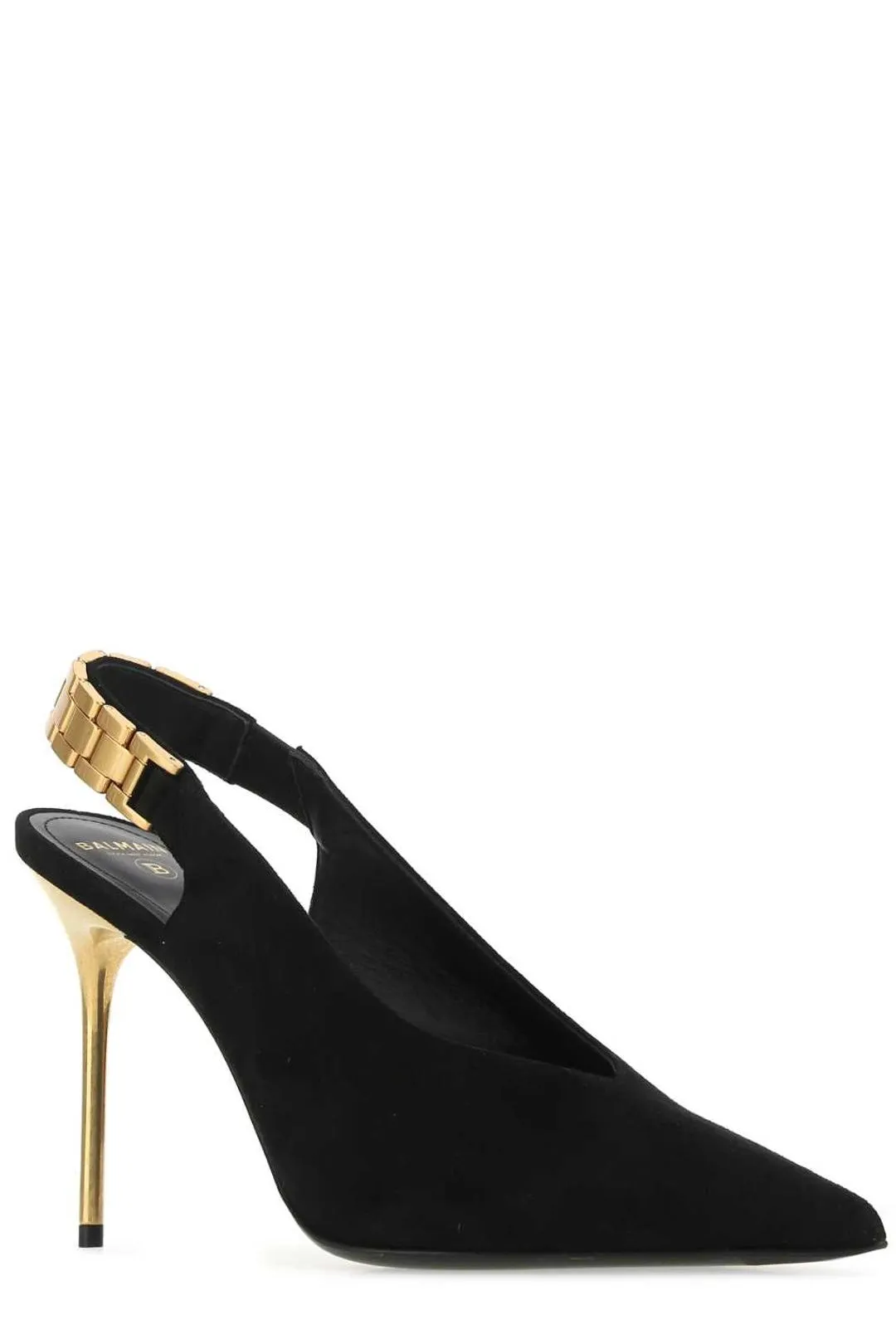 Balmain Pointed Toe Chain Link Slingback Pumps