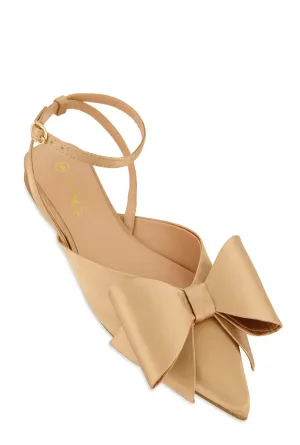 Bow Pointed Toe Ankle Strap Flats