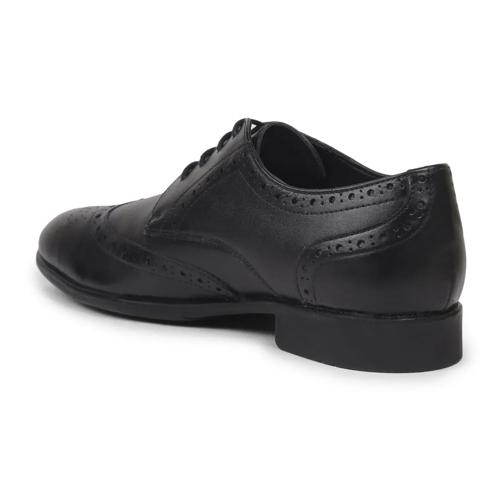 Fortune Black Formal Brogue Lacing Shoes For Men BELGIUM01E By Liberty