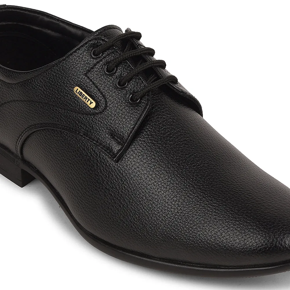 Fortune Black Formal Lacing Derby Shoes For Men UVL-131 By Liberty