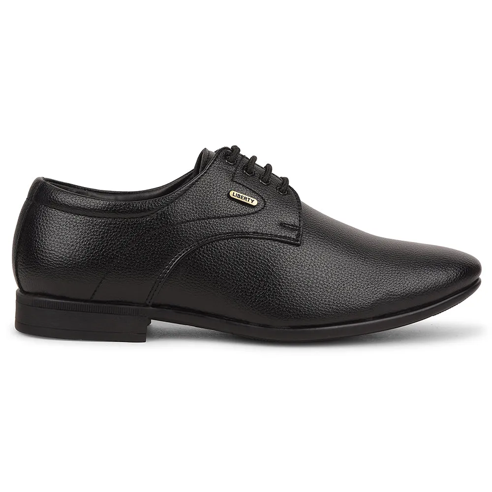Fortune Black Formal Lacing Derby Shoes For Men UVL-131 By Liberty