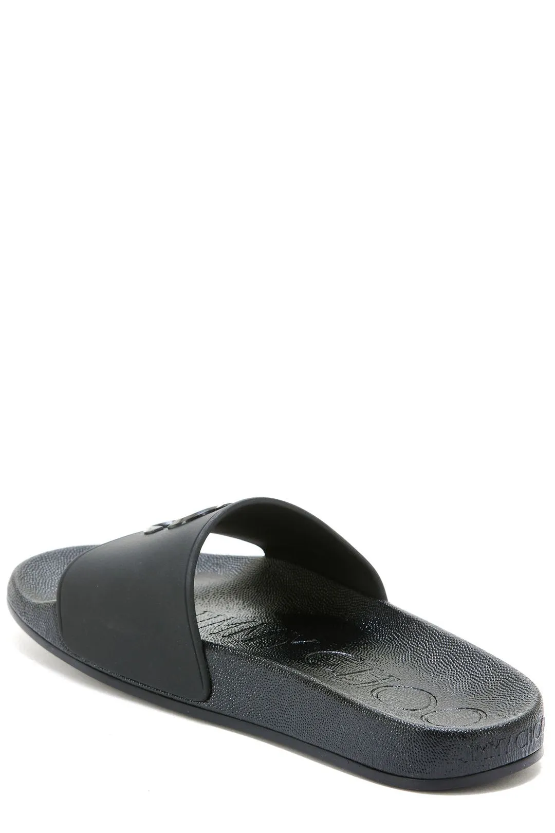 Jimmy Choo Logo Plaque Open-Toe Slides