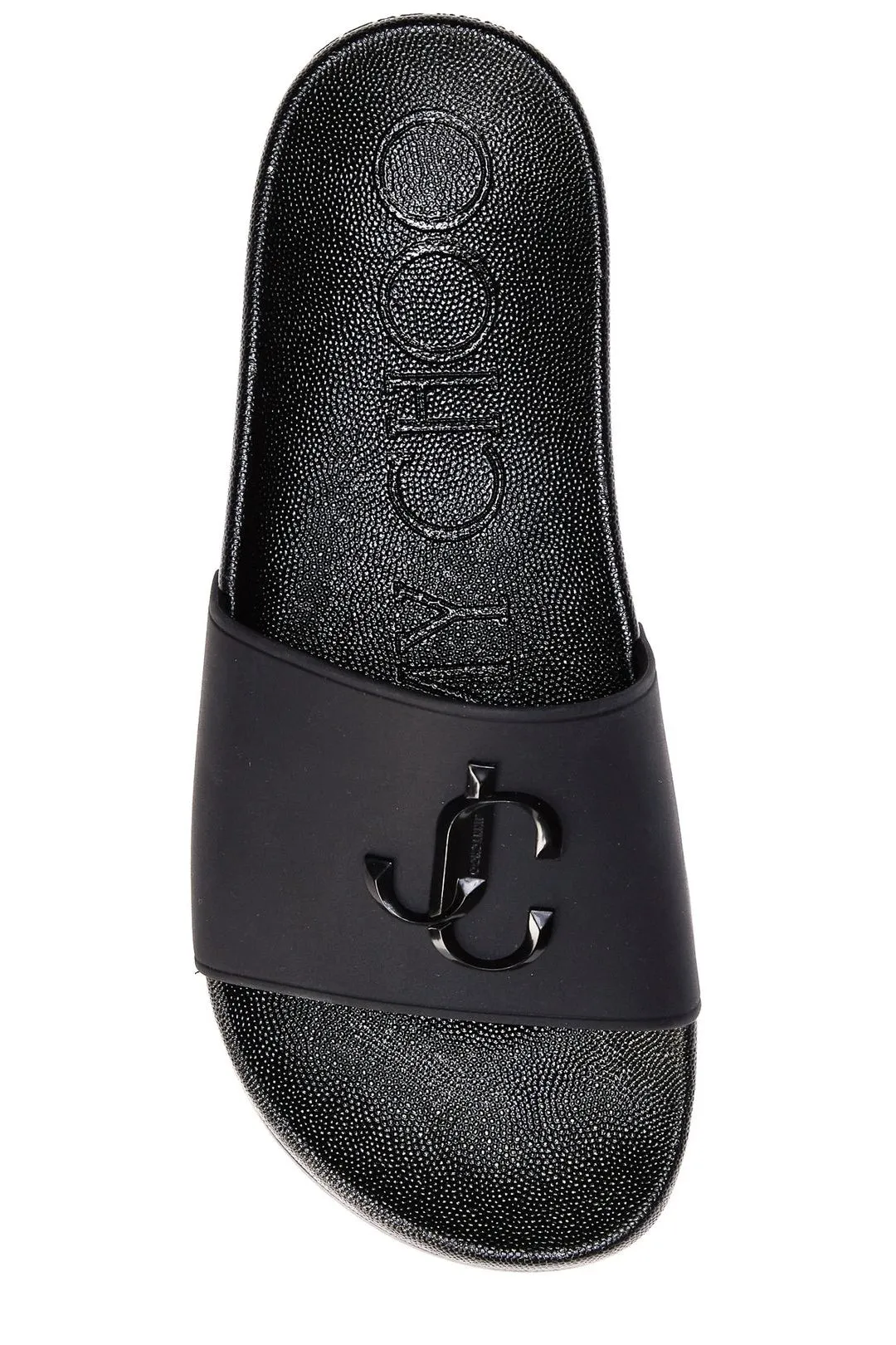 Jimmy Choo Logo Plaque Open-Toe Slides