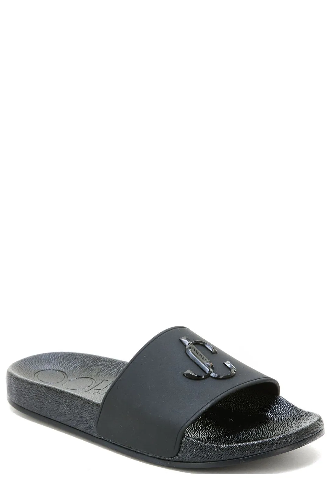 Jimmy Choo Logo Plaque Open-Toe Slides