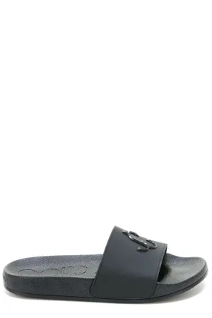 Jimmy Choo Logo Plaque Open-Toe Slides