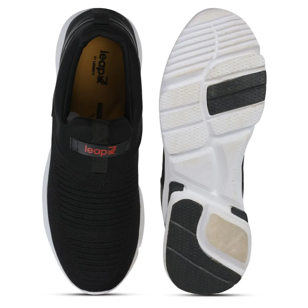 Leap7x Non-Lacing Black Casual Slip-on Shoes For Men BRISK-01 By Liberty