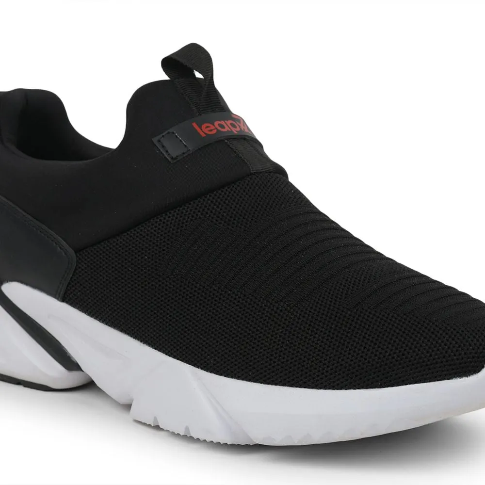 Leap7x Non-Lacing Black Casual Slip-on Shoes For Men BRISK-01 By Liberty