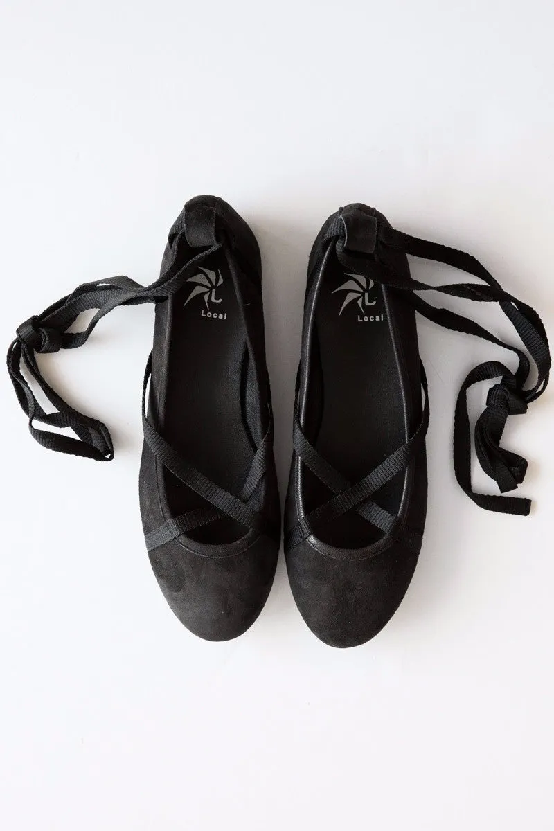 local grey/black suede glicene flat