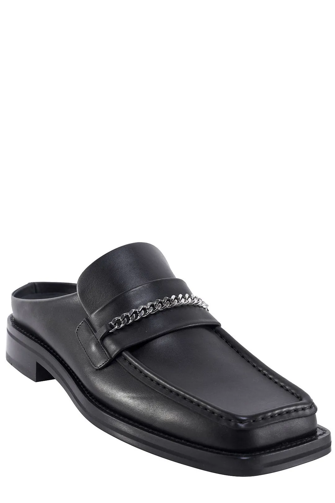 Martine Rose Chain Embellished Square Toe Loafers