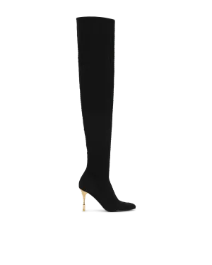 Moneta Monogram Knit Over-The-Knee Boots