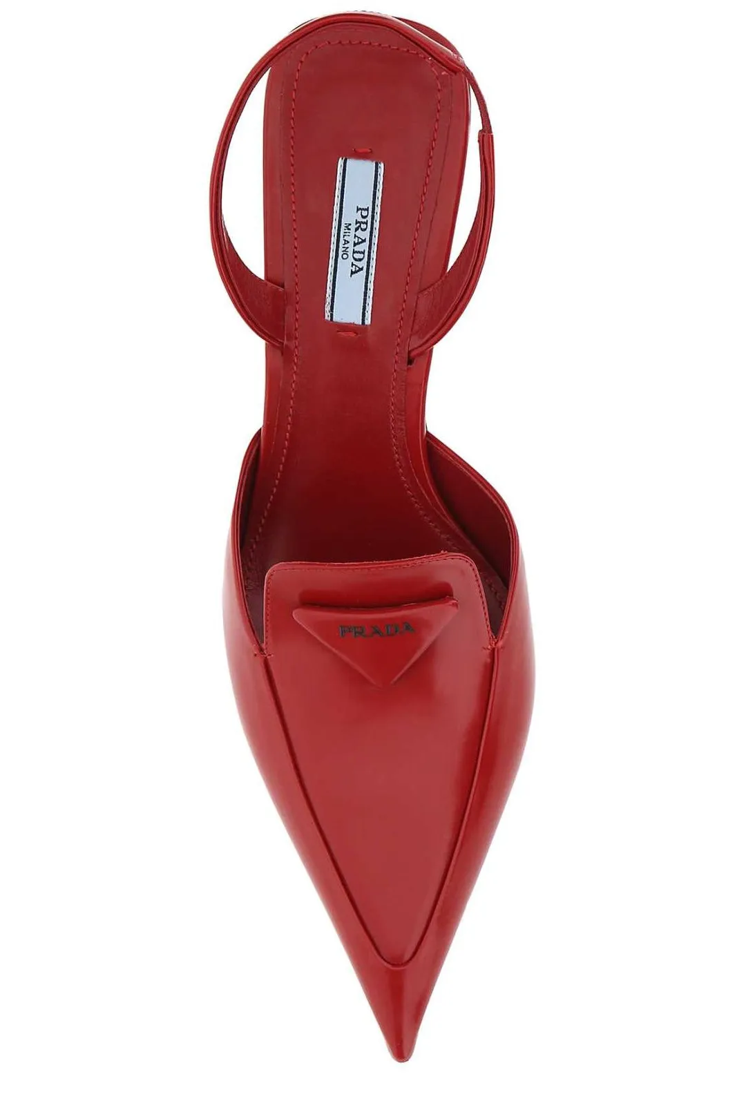Prada Logo-Plaque Slingback Pointed Toe Pumps
