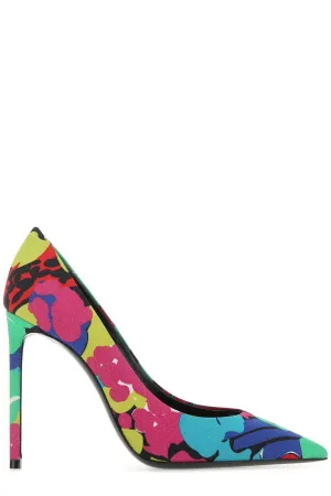 Saint Laurent Floral Printed Pointed Toe Pumps