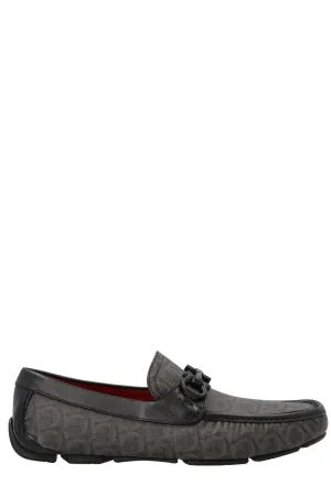 Salvatore Ferragamo Gancini Bit Detailed Monogram Print Loafers