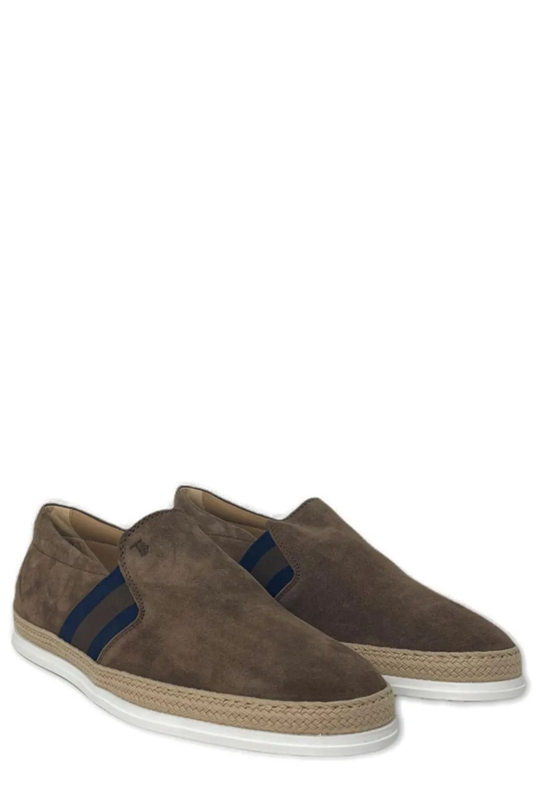 Tod's Almond-Toe Striped Patch Embellished Loafers