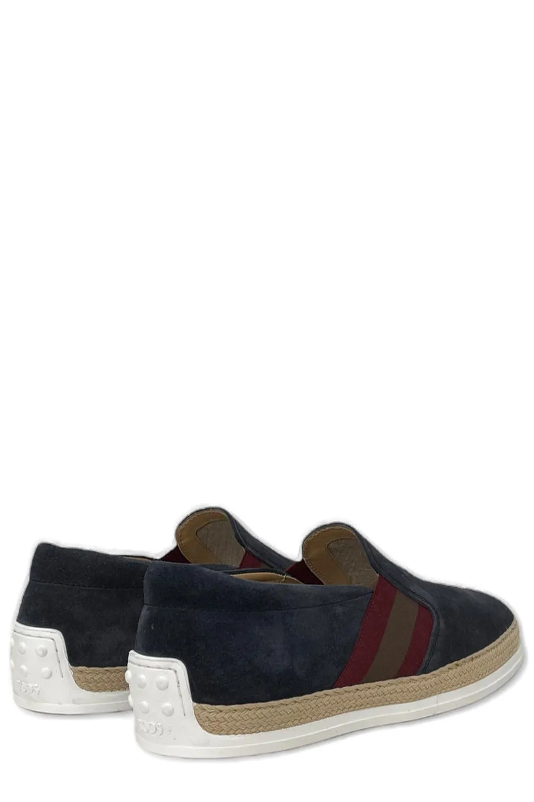 Tod's Almond-Toe Striped Patch Embellished Loafers