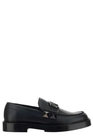 Valentino Garavani Rockstud VLogo Round Toe Loafers