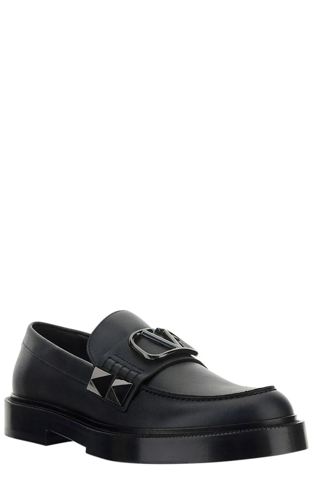 Valentino Garavani Rockstud VLogo Round Toe Loafers