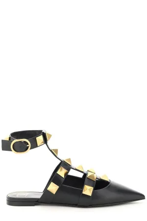 Valentino Garavani Roman Stud Pointed Toe Ballerina Shoes