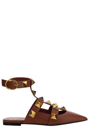 Valentino Garavani Roman Stud Pointed Toe Ballerina Shoes