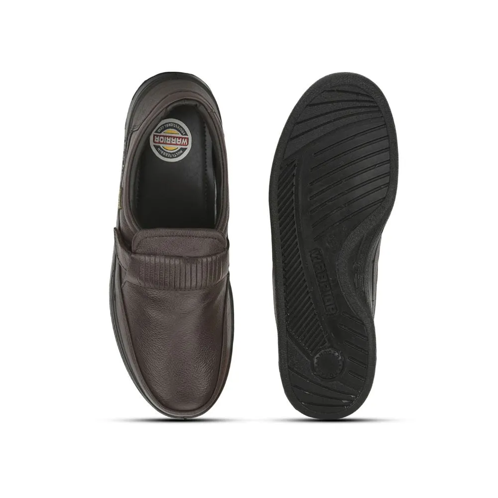 Warrior Casual Non Lacing Shoes For Men (Brown) 2078-59 By Liberty
