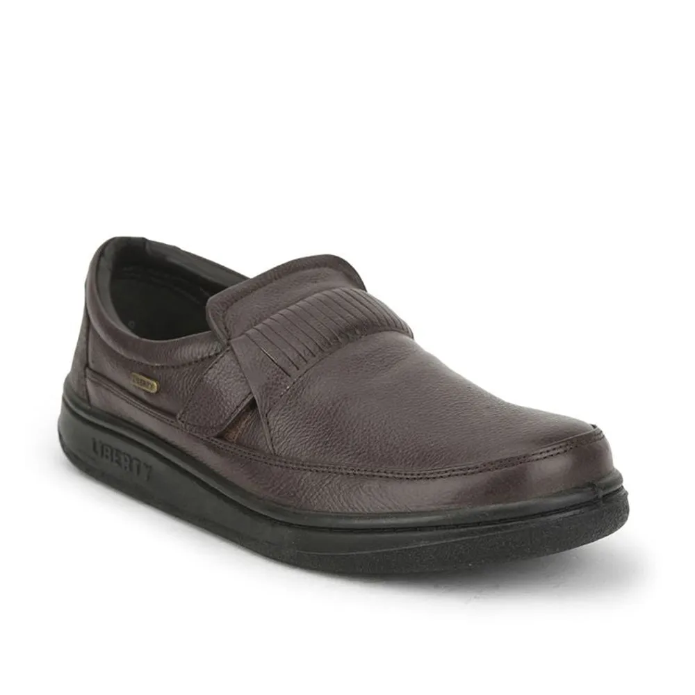 Warrior Casual Non Lacing Shoes For Men (Brown) 2078-59 By Liberty